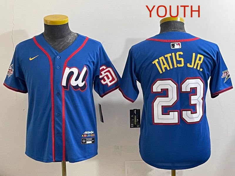 Youth 2025 San Diego Padres #23 Tatis jr Blue All star Nike MLB Jersey style 4->youth mlb jersey->Youth Jersey